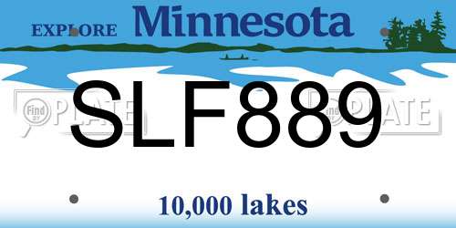 SLF889 Minnesota License Plate