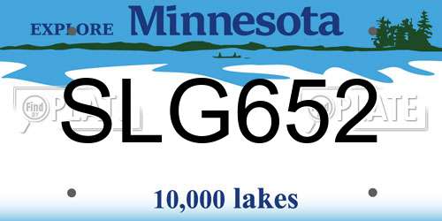 SLG652 Minnesota License Plate