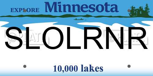 SLOLRNR Minnesota License Plate