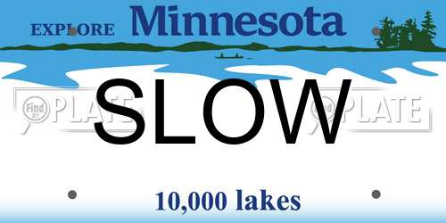 SLOW Minnesota License Plate