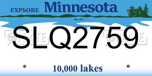 SLQ2759 Minnesota License Plate