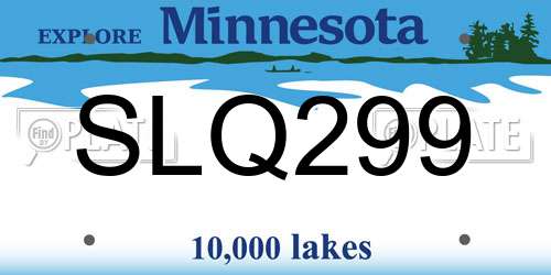 SLQ299 Minnesota License Plate