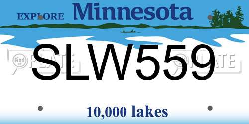SLW559 Minnesota License Plate