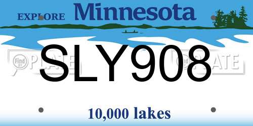 SLY908 Minnesota License Plate