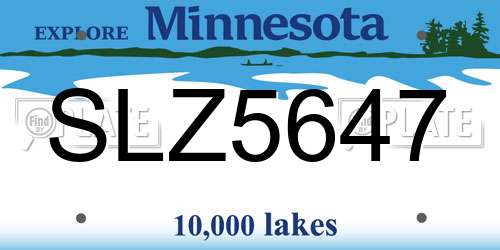 SLZ5647 Minnesota License Plate