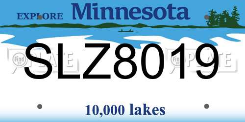 SLZ8019 Minnesota License Plate