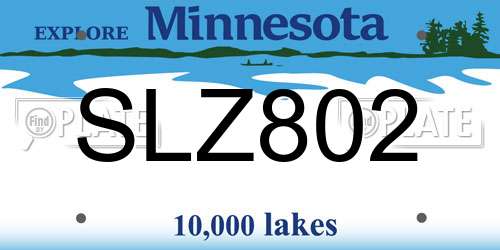 SLZ802 Minnesota License Plate