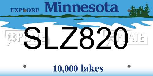 SLZ820 Minnesota License Plate