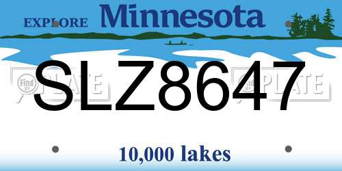 SLZ8647 Minnesota License Plate