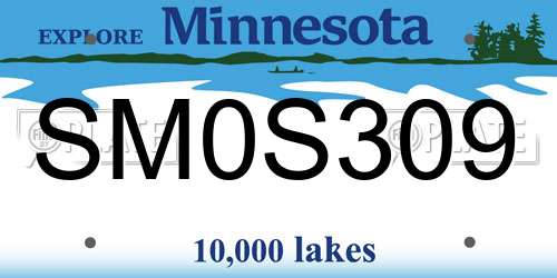 SM0S309 Minnesota License Plate