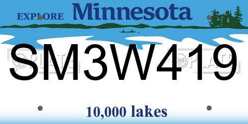 SM3W419 Minnesota License Plate