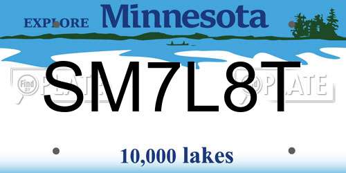 SM7L8T Minnesota License Plate