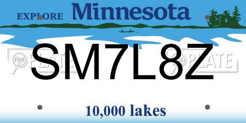 SM7L8Z Minnesota License Plate