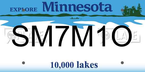 SM7M1O Minnesota License Plate