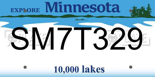 SM7T329 Minnesota License Plate