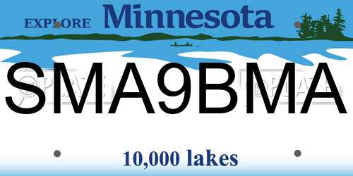 SMA9BMA Minnesota License Plate