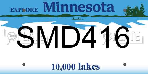 SMD416 Minnesota License Plate