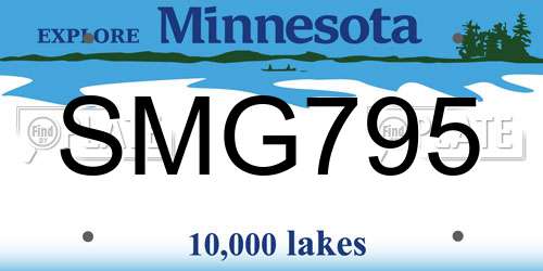SMG795 Minnesota License Plate