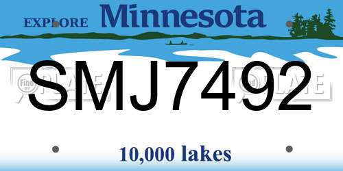 SMJ7492 Minnesota License Plate