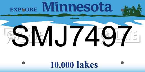 SMJ7497 Minnesota License Plate