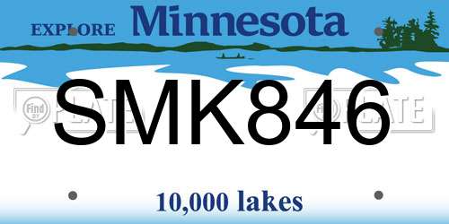 SMK846 Minnesota License Plate