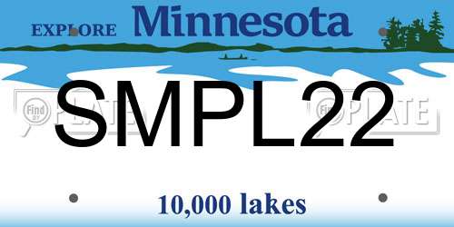 SMPL22 Minnesota License Plate