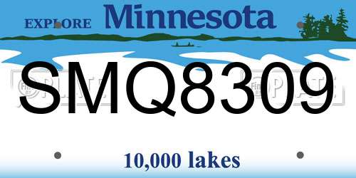 SMQ8309 Minnesota License Plate