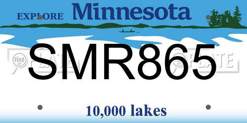 SMR865 Minnesota License Plate
