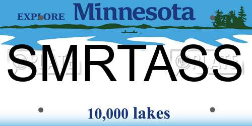 SMRTASS Minnesota License Plate