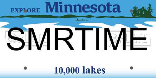 SMRTIME Minnesota License Plate