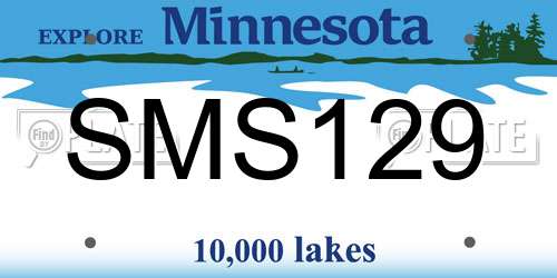SMS129 Minnesota License Plate