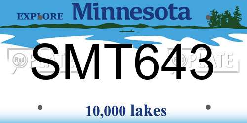 SMT643 Minnesota License Plate