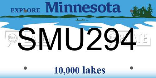 SMU294 Minnesota License Plate
