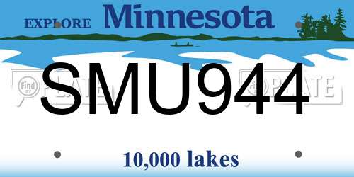 SMU944 Minnesota License Plate