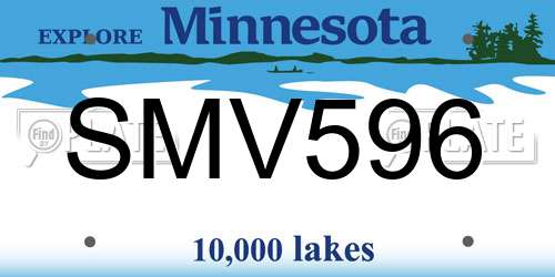 SMV596 Minnesota License Plate