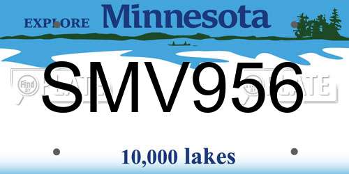 SMV956 Minnesota License Plate