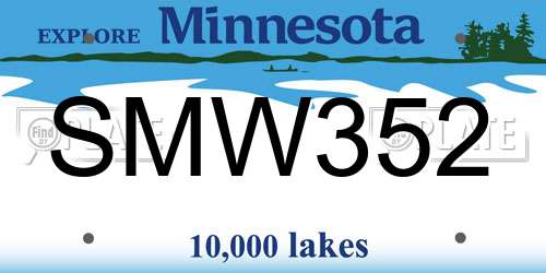 SMW352 Minnesota License Plate