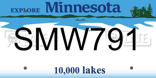 SMW791 Minnesota License Plate