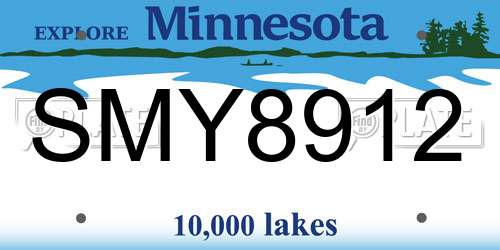 SMY8912 Minnesota License Plate