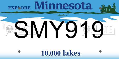 SMY919 Minnesota License Plate
