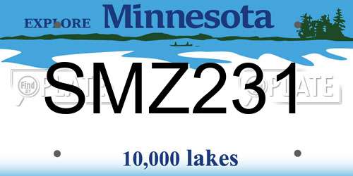 SMZ231 Minnesota License Plate