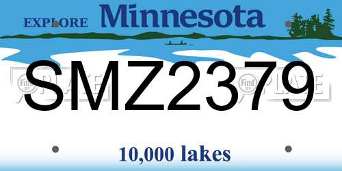 SMZ2379 Minnesota License Plate