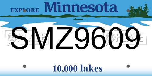 SMZ9609 Minnesota License Plate