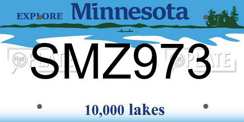SMZ973 Minnesota License Plate