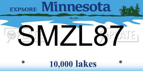 SMZL87 Minnesota License Plate