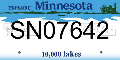 SN07642 Minnesota License Plate