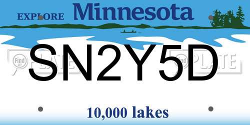 SN2Y5D Minnesota License Plate