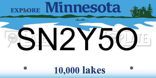 SN2Y5O Minnesota License Plate