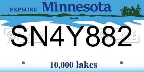 SN4Y882 Minnesota License Plate