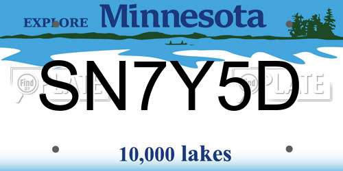 SN7Y5D Minnesota License Plate